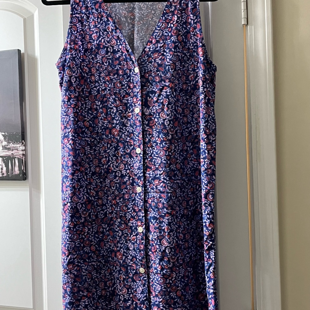 Gap floral sleeveless swing dress with high low hemline